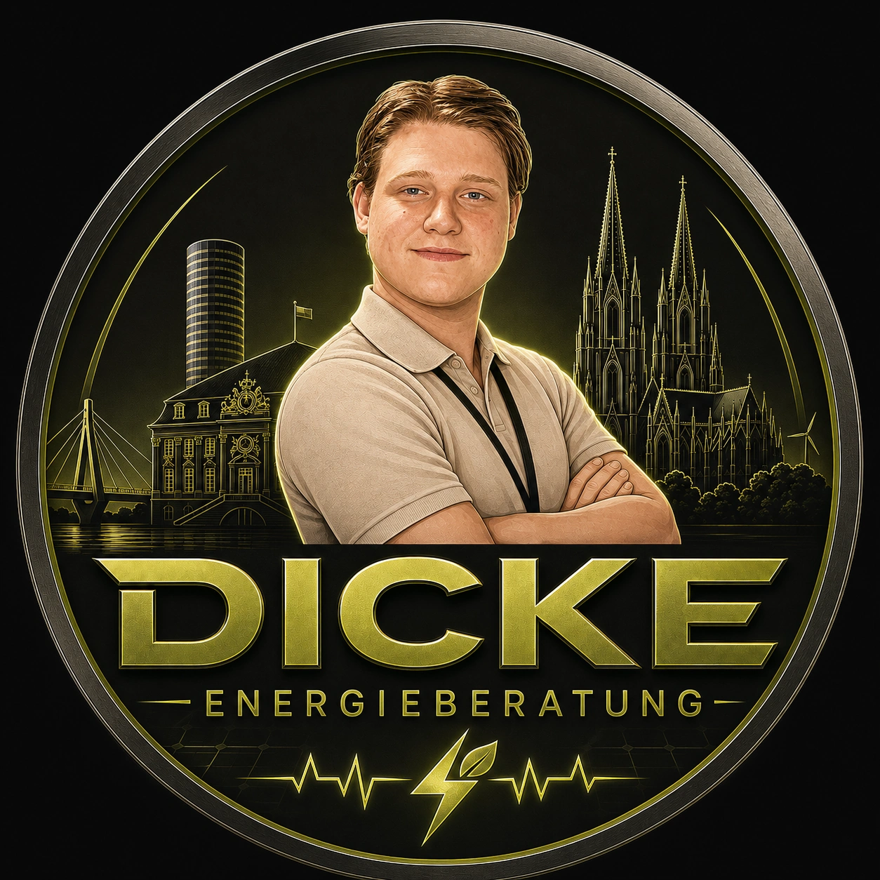Dicke Energieberatung Logo mit Björn Dicke sowie Bonn- und Köln-Motiven